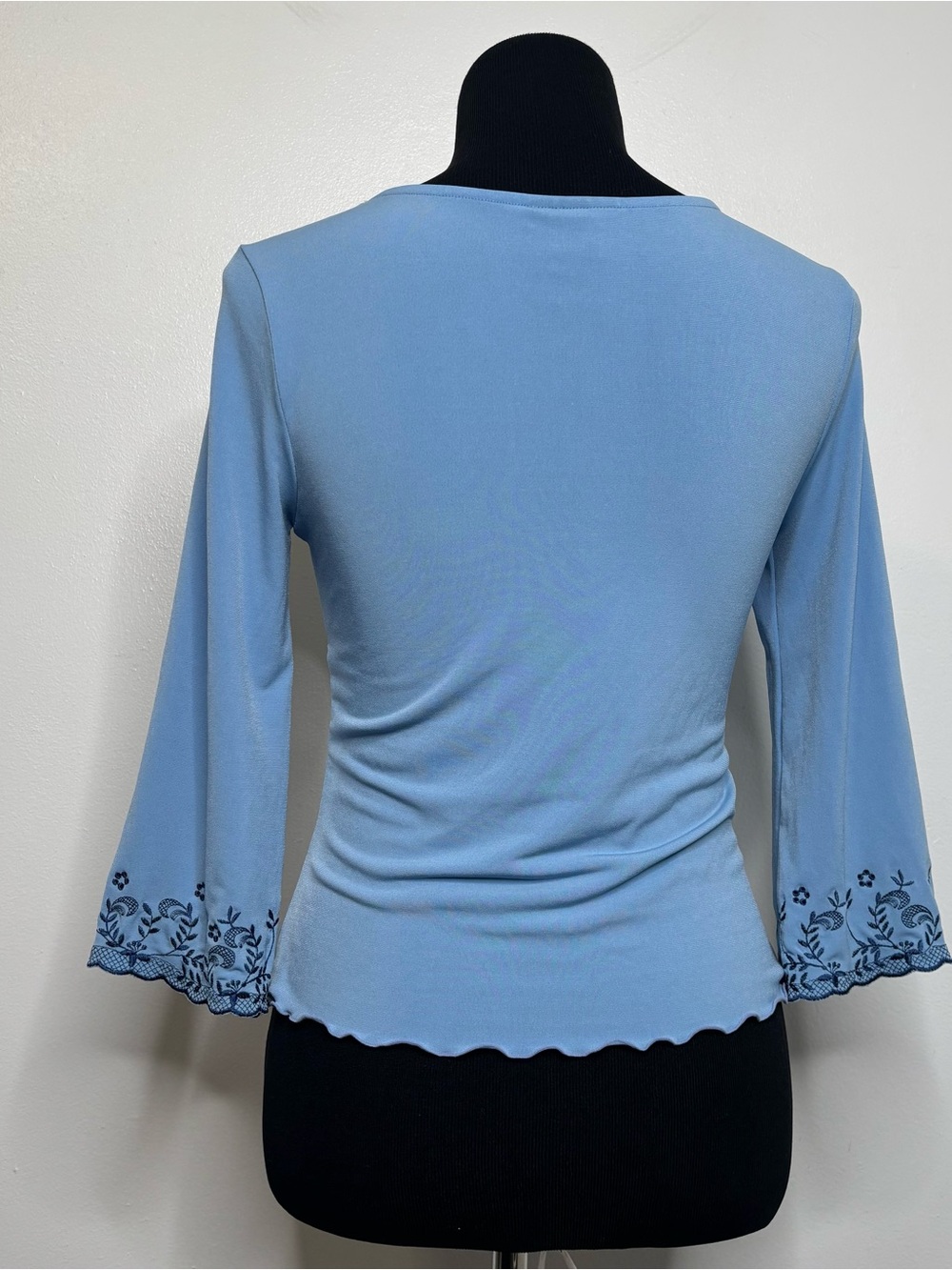 Vintage Y2K Express Blue Embroidered Babydoll Top M - Picture 4 of 11